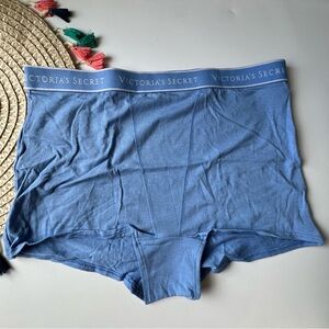 Victoria's Secret Logo Cotton High-Waist Boyshort Panty Sky Blue Large NEW
